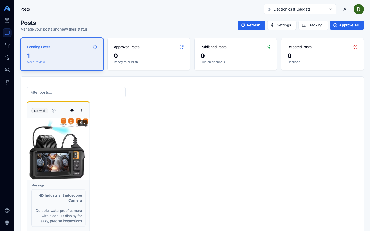 כפתור "צור פוסט" בכרטיס מוצר