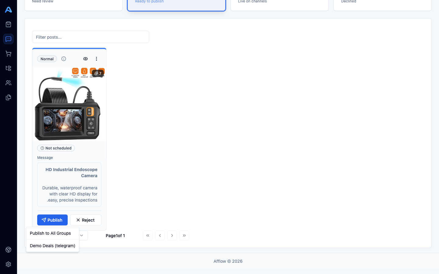 Publish actions on an approved post